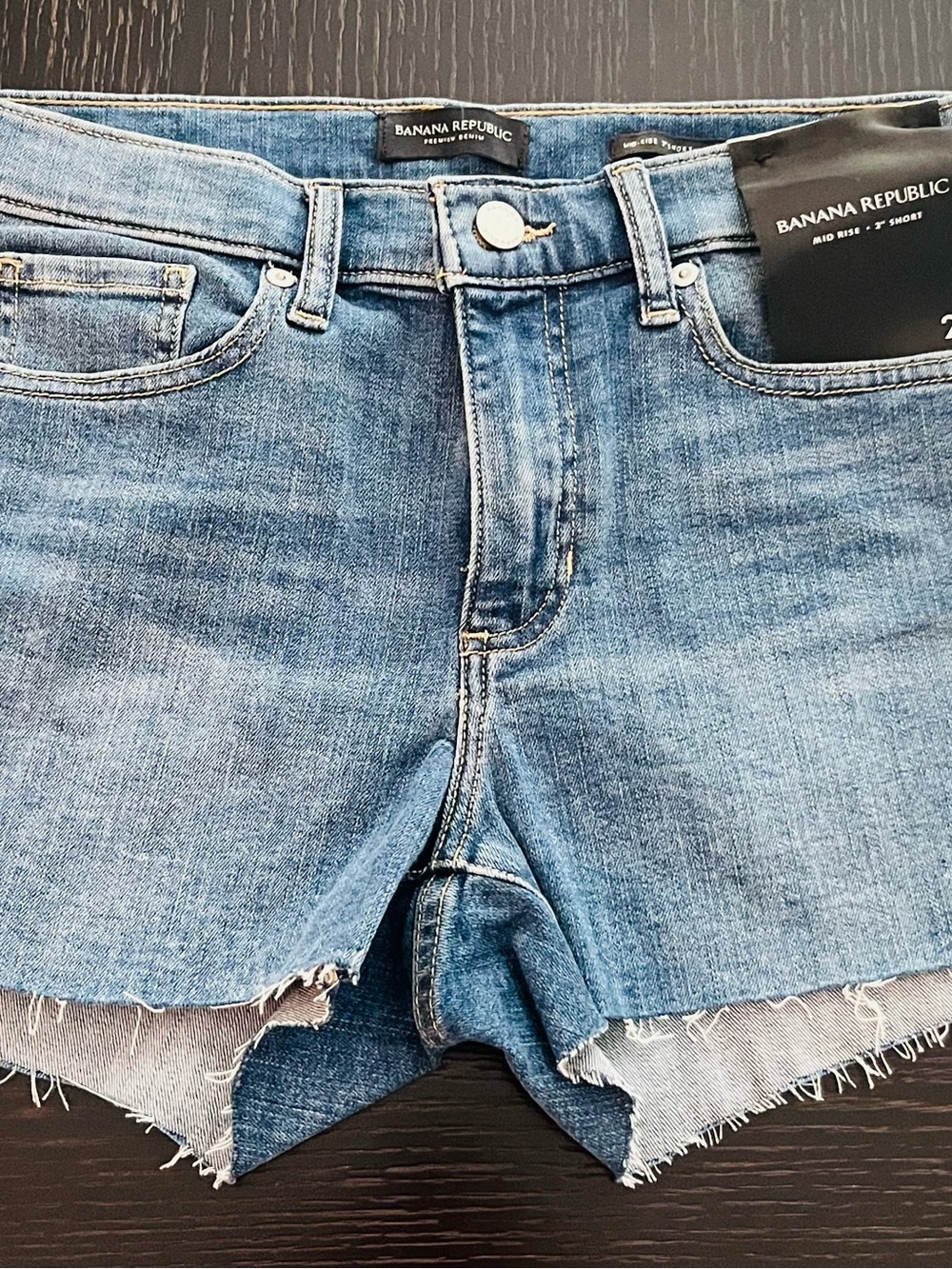 Banana Republic Light Blue Frayed Hem Denim Shorts